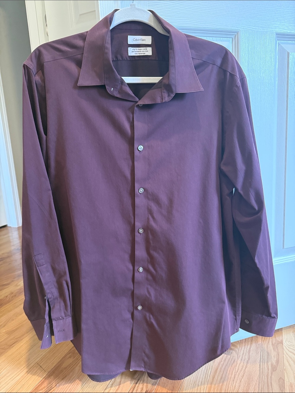 Calvin Klein Men's Plum Long-Sleeve Dress Shirt
